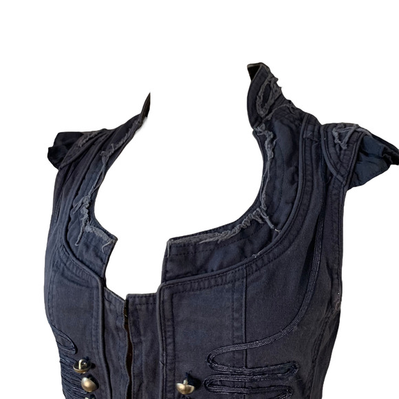 Vintage Y2K Blue Victorian Style Biker Vest - Picture 3 of 9